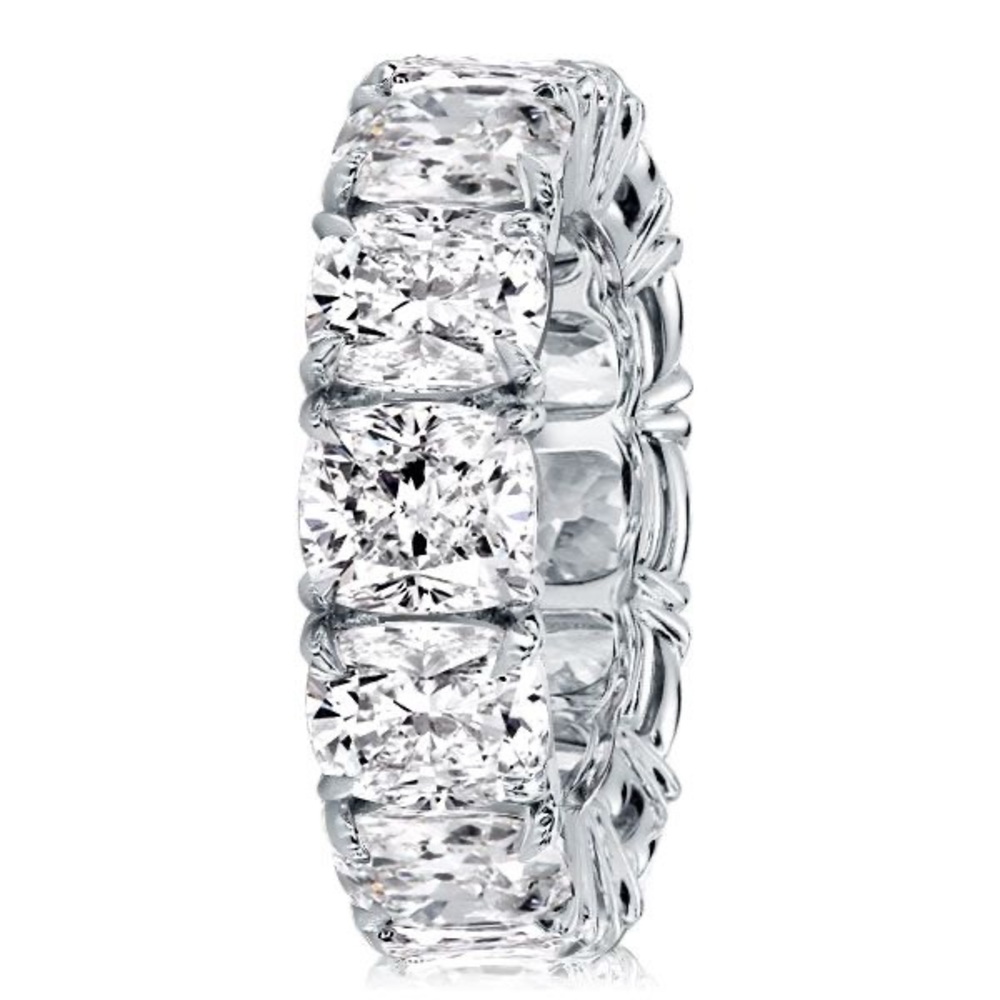 Platinum-Color Clear Eternity Band Ring